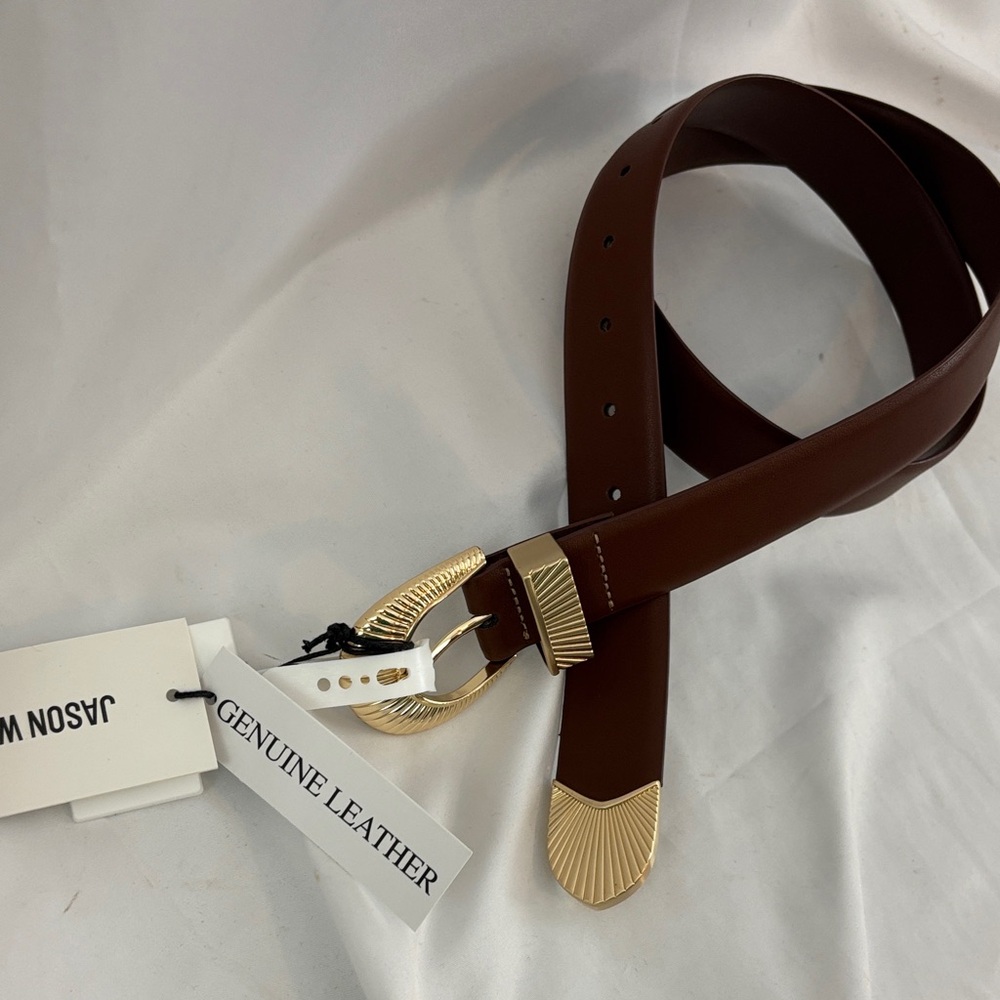 NWT Jason Wu Genuine leather belt w/gold color hardware…color-chocolate…